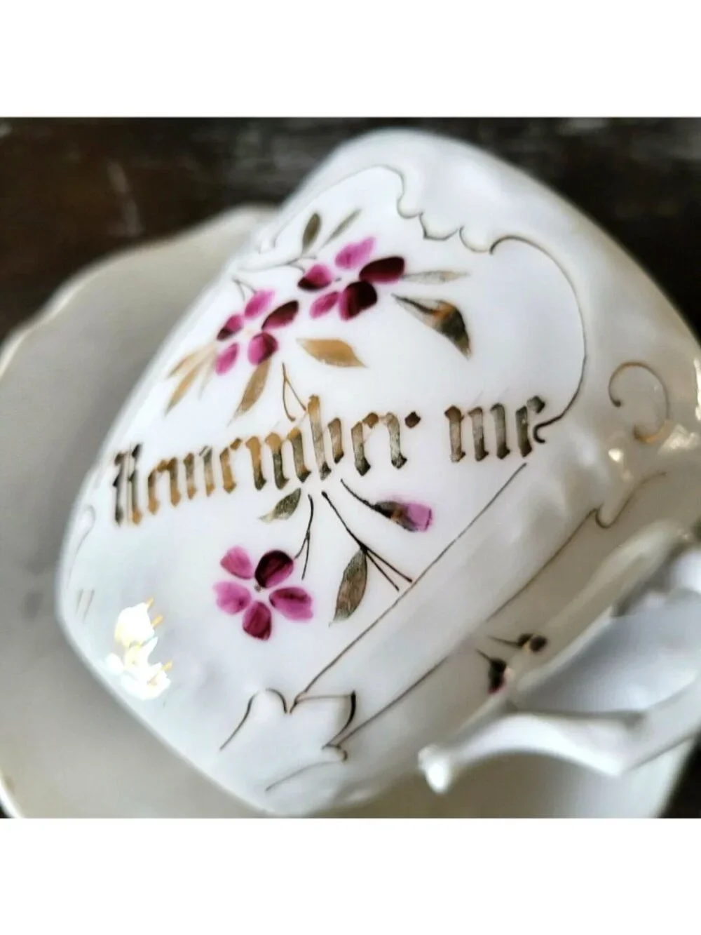 Antique Mustache Cup and Saucer 